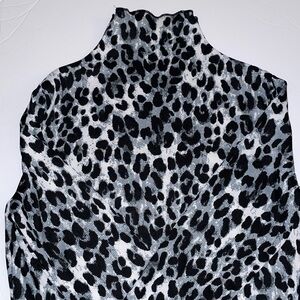 Leopard Print mock turtle neck Long Sleeve Top